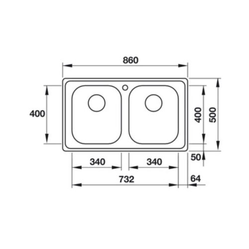 kích thước của Chậu rửa bát Hafele Dinas 8 570.27.219