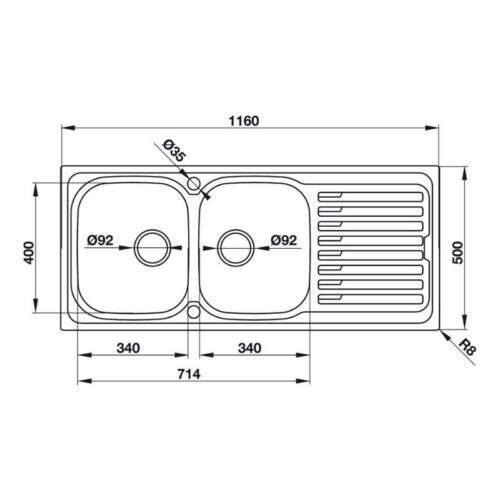 Kích thước của Chậu rửa bát Hafele HS-SDD11650 565.86.281