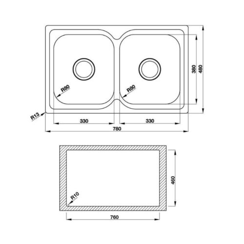 Kích thước của Chậu rửa bát Hafele HS19-SSN2R90 567.23.010