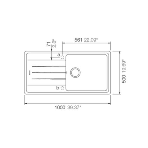 kích thước của Chậu rửa bát đá Hafele Antonius HS-GSD10050 570.32.830