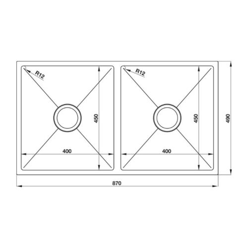 kích thước của Chậu rửa chén bát Hafele HS S7744 567.23.020
