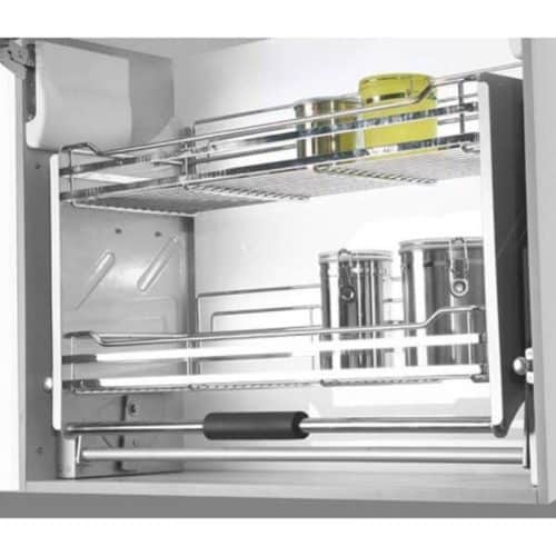 Ảnh thực tế giá bát đĩa nâng hạ Hafele 504.75.026 cho tủ rộng 900mm