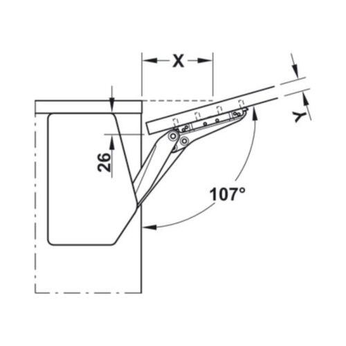 Thiết kế của Bộ tay nâng FREE FLAP 3.15 Hafele 493.05.853 nắp trắng