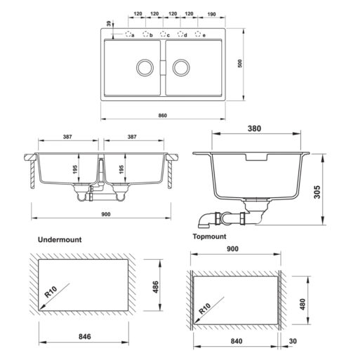 Chậu rửa bát đá Hafele HS20-GKN2S90 570.33.190