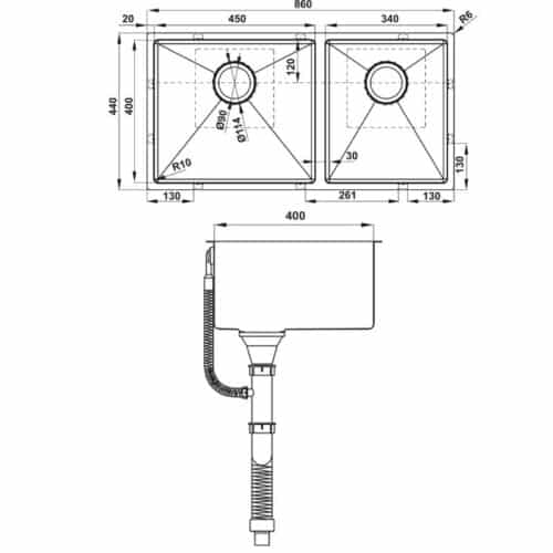 Bộ chậu rửa và phụ kiện Hafele HS21-SSN2S90 567.96.313