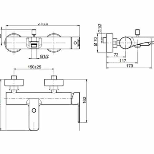 Bộ trộn bồn tắm Celina Hafele 589.02.189 4 Kích thước bồn tắm âm tròn Hafele 588.55.603