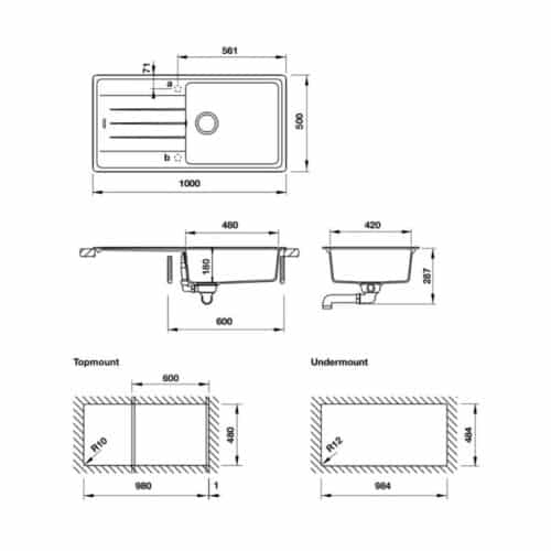 Chậu rửa bát đá Hafele Antonius HS-GSD10050 570.32.830