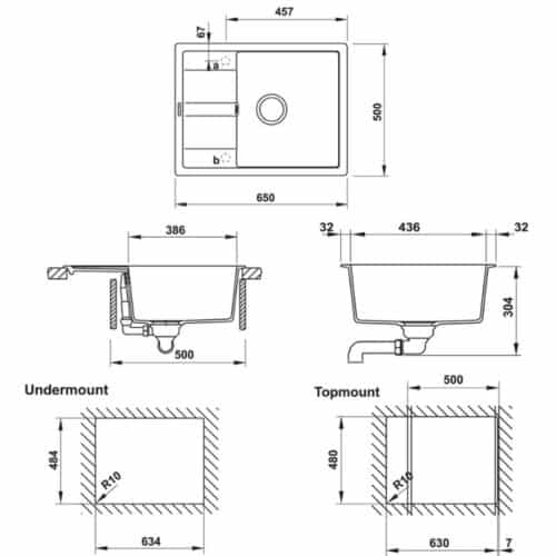 Chậu rửa bát đá Hafele HS20-GED1S60 570.30.840 màu xám