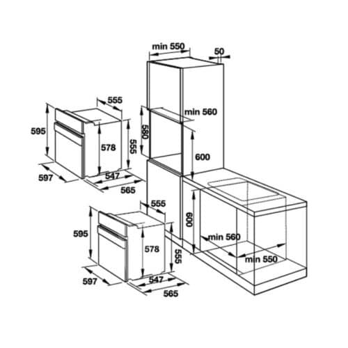 Kích thước của lò nướng Hafele 535.00.280
