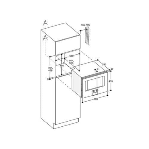Kích thước lò nướng kết hợp vi sóng âm tủ Hafele Gaggenau 539.06.472