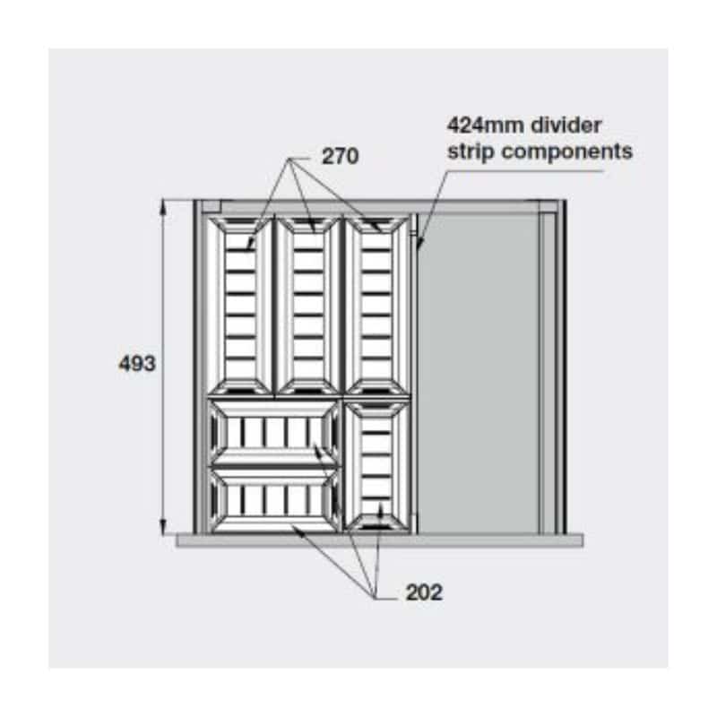 Kích thước phụ kiện chia ngăn FINELINE cho hộc tủ Hafele 556.05.417 Kích thước phụ kiện chia ngăn FINELINE cho hộc tủ Hafele 556.05.417