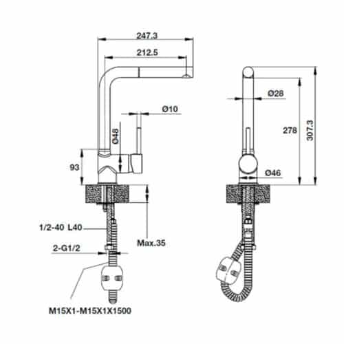 Vòi rửa bát đá Hafele HT19-GH1P278 570.51.580 3 Vòi rửa bát đá Hafele HT19-GH1P278 570.51.580