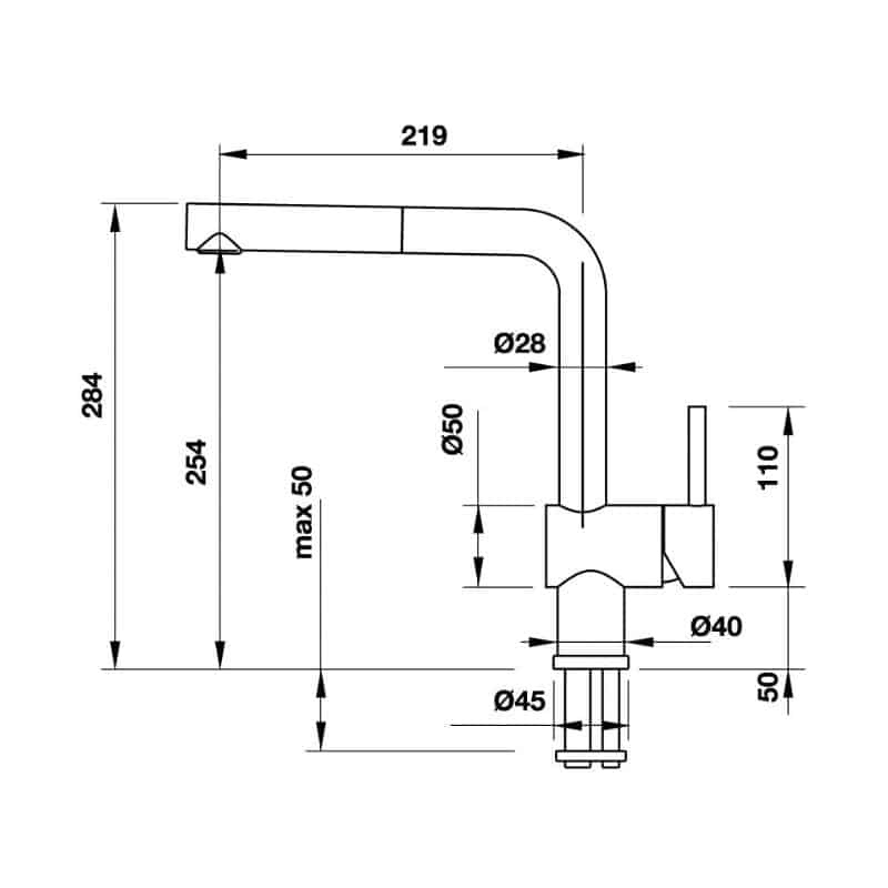 Kích thước Vòi rửa bát Hafele BlancoLinus-S 565.68.950 Vòi rửa bát Hafele BlancoLinus-S 565.68.950