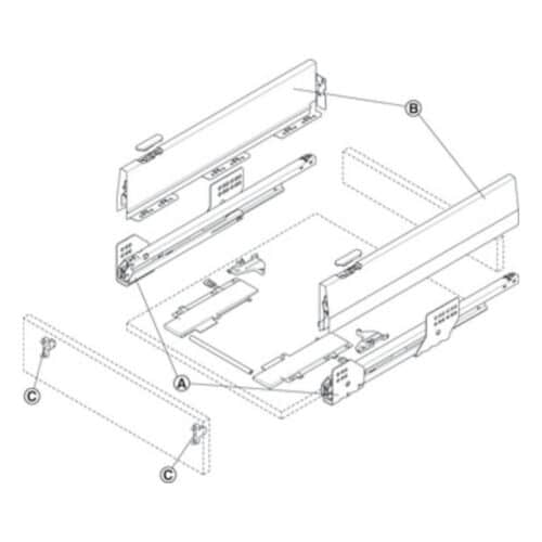 Bộ ngăn kéo Hafele 513.31.335 Matrix Box P50 16/115/1200/500 mm xám đậm 5 Lắp đặt Bộ ngăn kéo Hafele 513.31.335 Matrix Box P50 16/115/1200/500 mm xám đậm