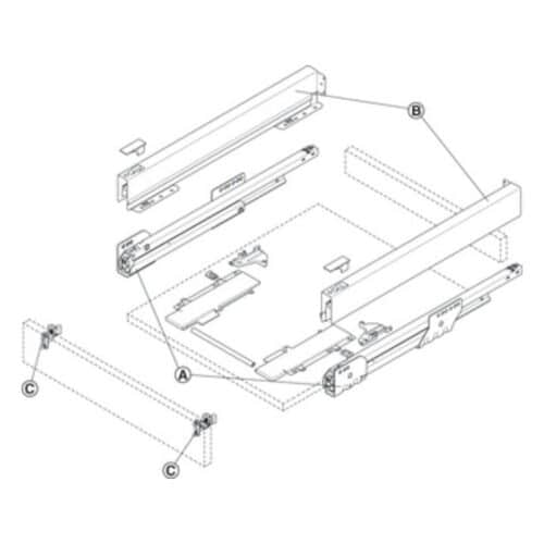 Lắp đặt Bộ ngăn kéo Hafele 513.29.315 Matrix Box P35 PTO SC 16/60/1200/500 mm