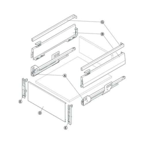 Lắp đặt Bộ ngăn kéo Hafele 513.46.725 Matrix Box P50 VIS 16/115/1200/500mm