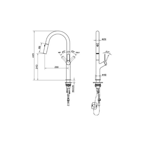 kich thuoc voi rua bat nong lanh hafele lux p ht25 sh1f449 570.85.043 chrome bong